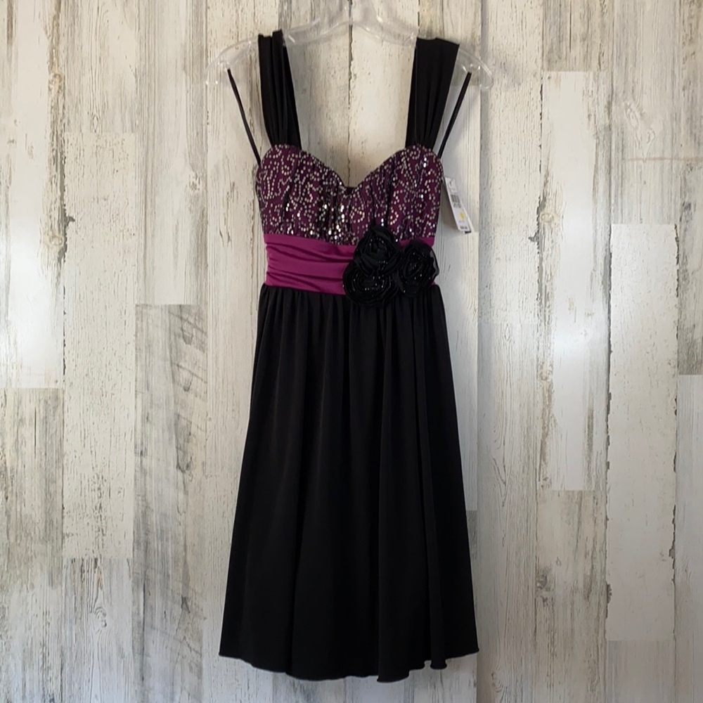 A.Byer Black & Purple With Sequins Party Dress NWT